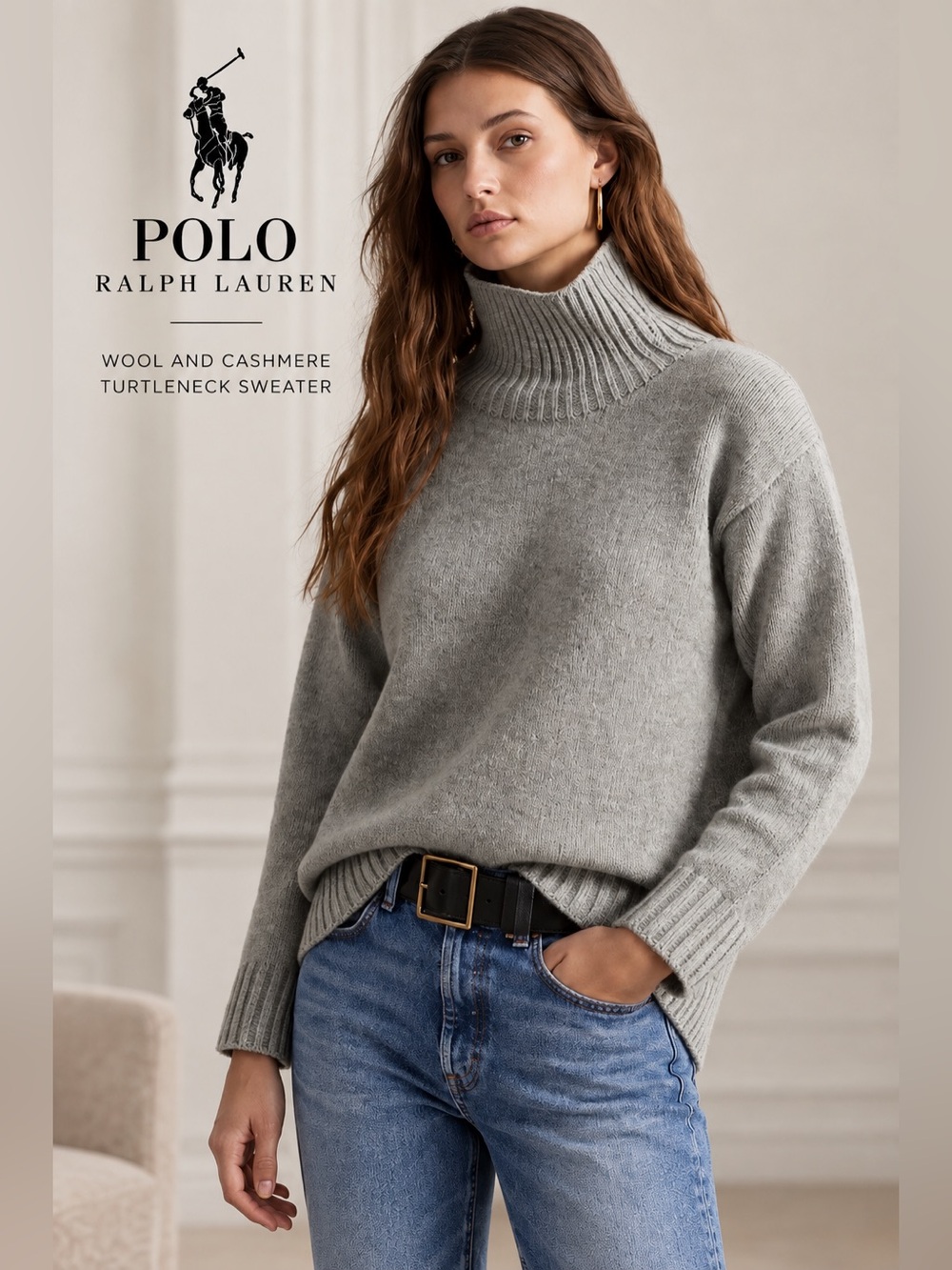 NWT Polo Ralph Lauren Women's Wool and Cashmere Turtleneck Sweater. M. $198